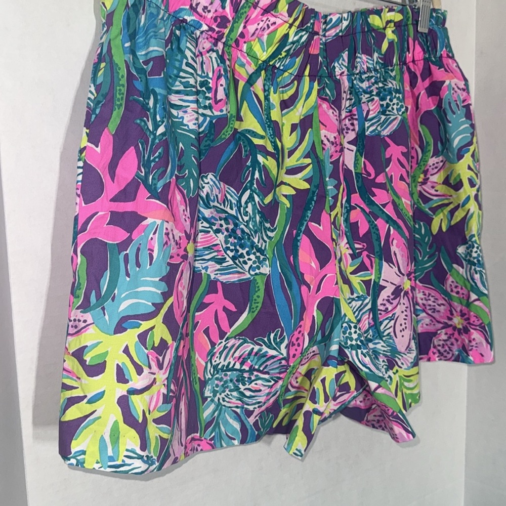Lilly Pulitzer Floral Party All The Tide 4” Shorts Elastic Waist Pull On XL - Picture 9 of 11